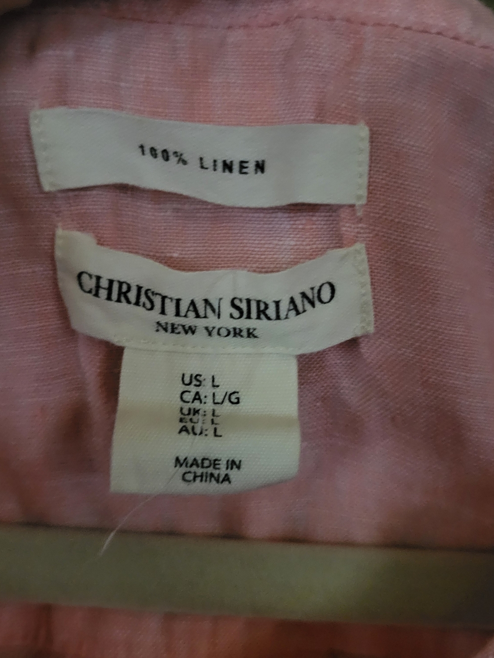 Christian Siriano Linen Pink Button Up Sleeveless Top L - Picture 7 of 9